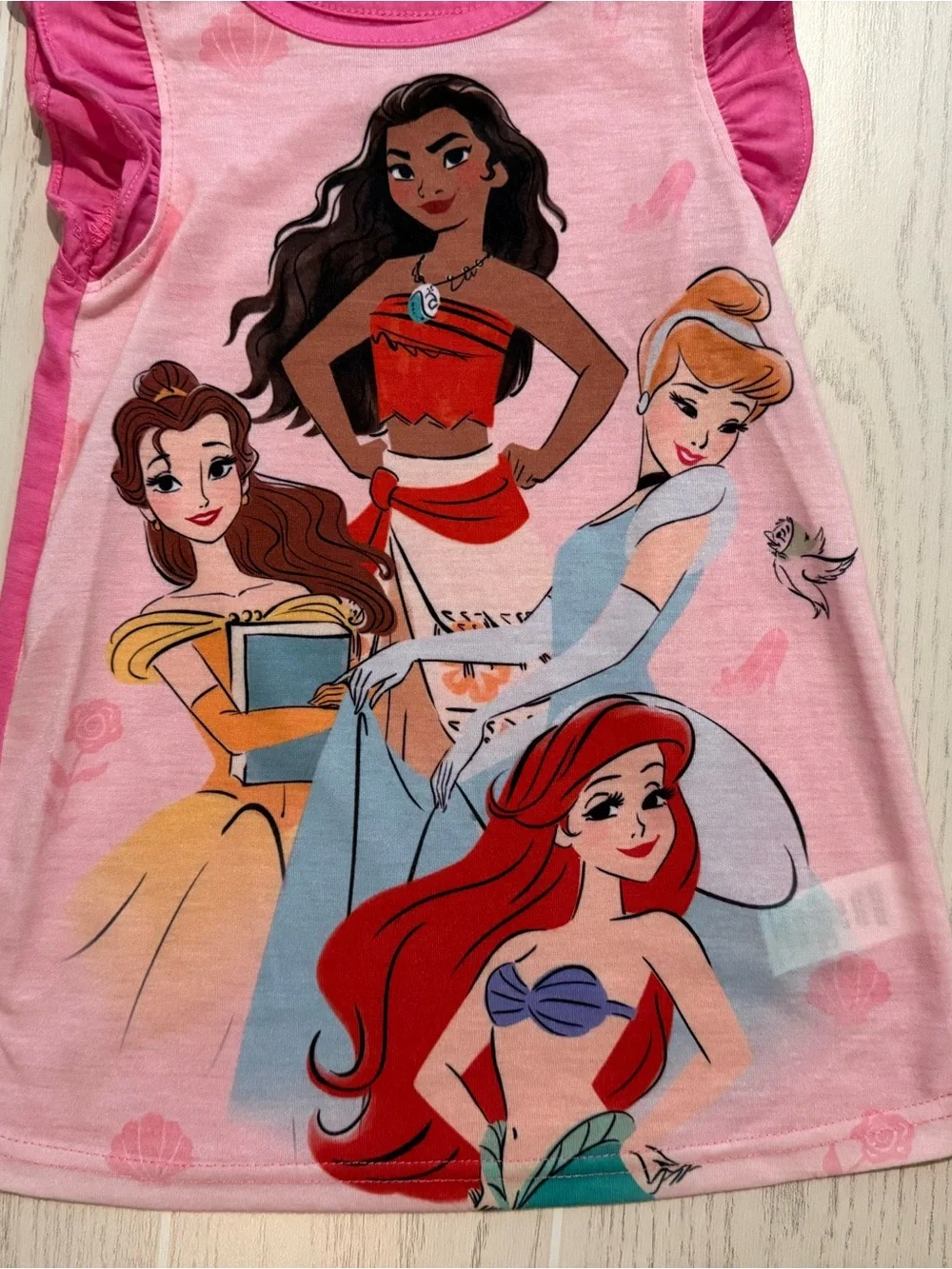 Disney Princess Nightgown Girls 2T Pink Ariel Belle Moana Cinderella Pajamas - Picture 2 of 6